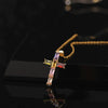 Retro Punk Cross Copper Geometric Pendant Necklace With Electroplating O Subchain For Unisex