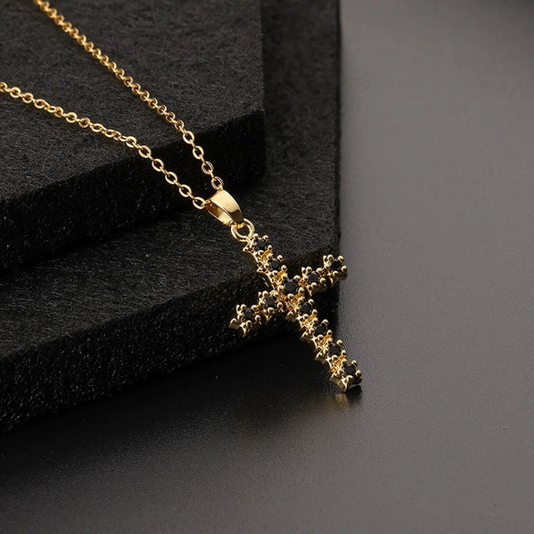 Retro Punk Cross Copper Geometric Pendant Necklace With Electroplating O Subchain For Unisex