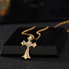 Retro Punk Cross Copper Geometric Pendant Necklace With Electroplating O Subchain For Unisex