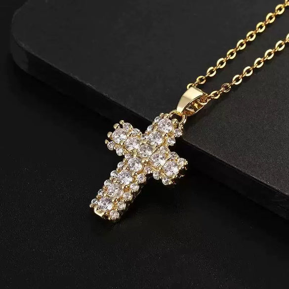 Retro Punk Cross Copper Geometric Pendant Necklace With Electroplating O Subchain For Unisex