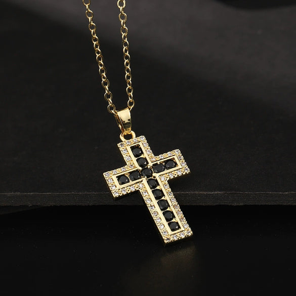 Retro Punk Cross Copper Geometric Pendant Necklace With Electroplating O Subchain For Unisex