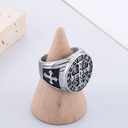 Retro Punk Cross Stainless Steel Plating 18K Gold Plated Unisex Rings