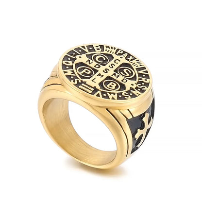 Retro Punk Cross Stainless Steel Plating 18K Gold Plated Unisex Rings