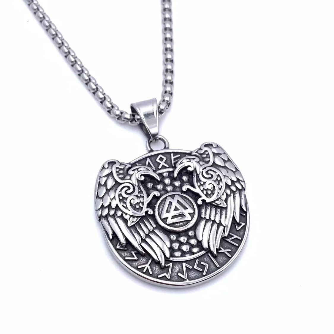 Retro Punk Crow Wolf Symbol 304 Stainless Steel Inlay Zircon Men'S Charms Pendant Necklace