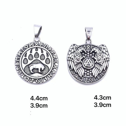 Retro Punk Crow Wolf Symbol 304 Stainless Steel Inlay Zircon Men'S Charms Pendant Necklace