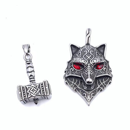 Retro Punk Crow Wolf Symbol 304 Stainless Steel Inlay Zircon Men'S Charms Pendant Necklace