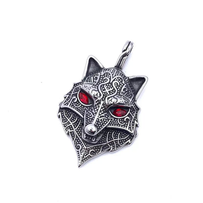 Retro Punk Crow Wolf Symbol 304 Stainless Steel Inlay Zircon Men'S Charms Pendant Necklace