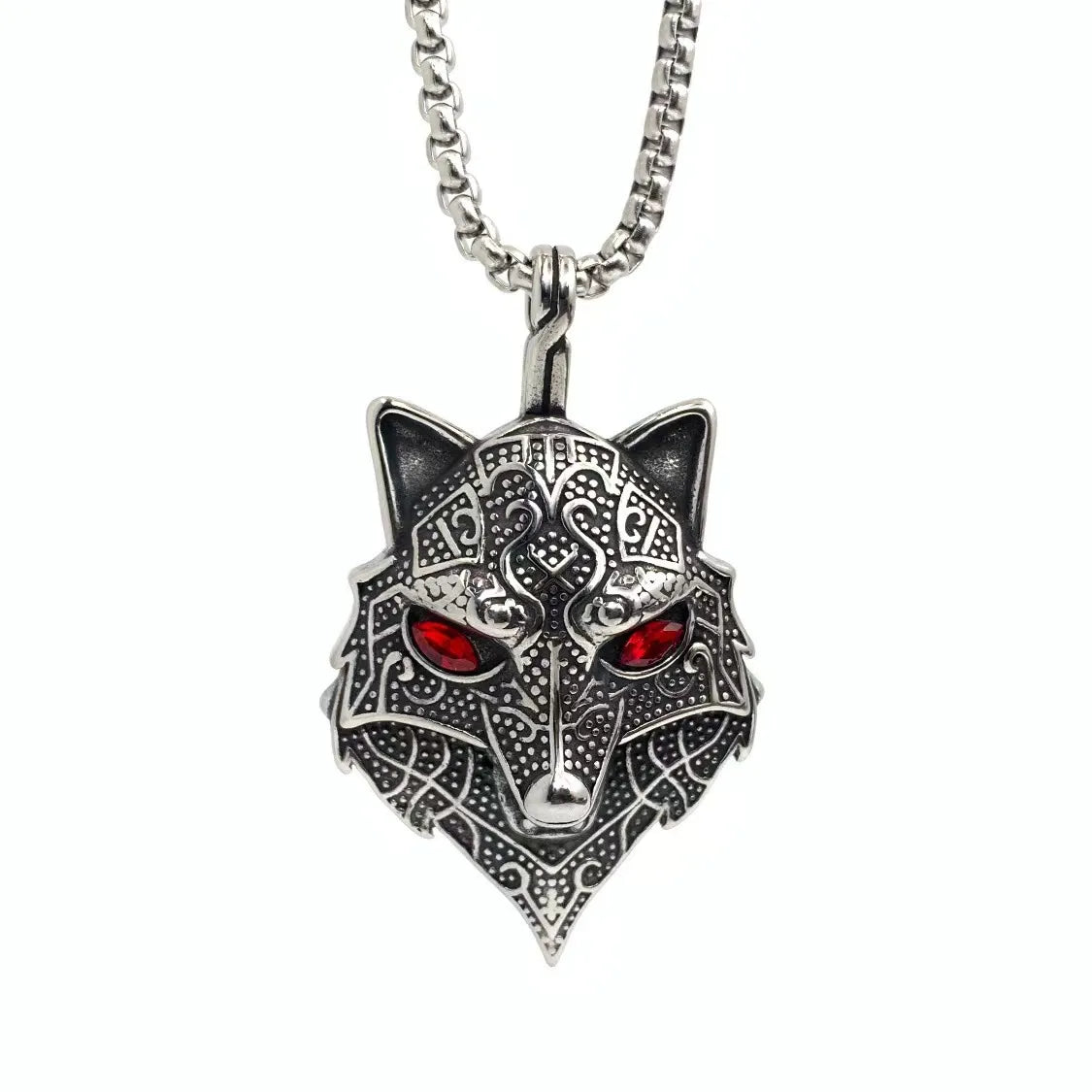 Retro Punk Crow Wolf Symbol 304 Stainless Steel Inlay Zircon Men'S Charms Pendant Necklace