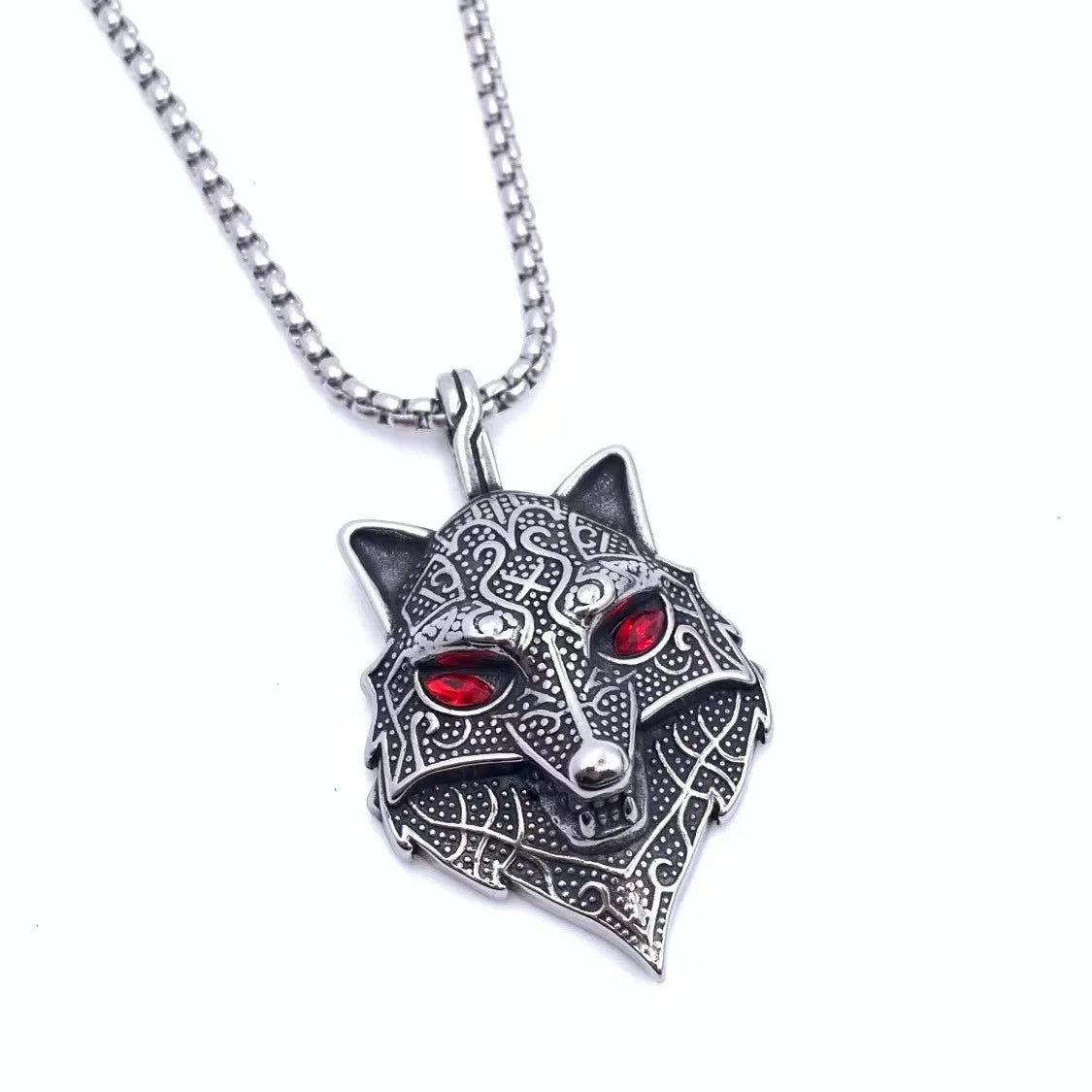 Retro Punk Crow Wolf Symbol 304 Stainless Steel Inlay Zircon Men'S Charms Pendant Necklace