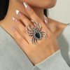 Retro Punk Dark Style Adjustable Alloy Spider Ring For Women With Electroplated Geometric Simple Design