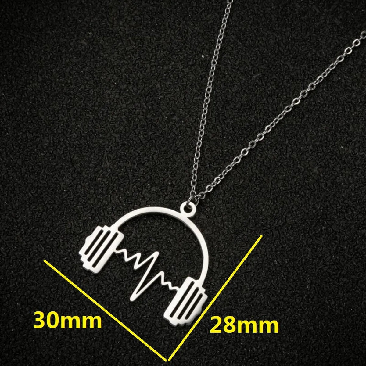 Retro Punk Electrocardiogram Headset 201 Stainless Steel Plating Hollow Out 18K Gold Plated Women'S Pendant Necklace