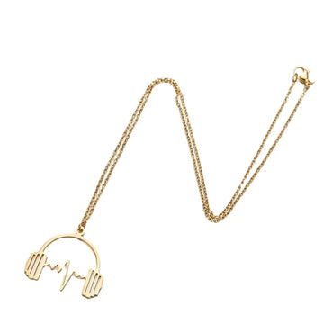 Retro Punk Electrocardiogram Headset 201 Stainless Steel Plating Hollow Out 18K Gold Plated Women'S Pendant Necklace