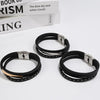 Retro Punk Geometric 201 Stainless Steel Pu Leather Unisex Wristband Men Cord & Leather Bracelets