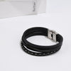 Retro Punk Geometric 201 Stainless Steel Pu Leather Unisex Wristband Men Cord & Leather Bracelets