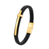 Retro Punk Geometric 316L Stainless Steel  Leather Men'S Wristband Men Cord & Leather Bracelets