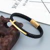 Retro Punk Geometric 316L Stainless Steel  Leather Men'S Wristband Men Cord & Leather Bracelets