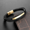 Retro Punk Geometric 316L Stainless Steel  Leather Plating Men'S Wristband Men Cord & Leather Bracelets
