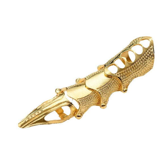 Retro Punk Geometric Alloy Long Joint Ring With Pointed Four Section Design Electroplated Unisex Fashion Jewelry