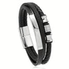 Retro Punk Geometric Pu Leather Alloy Titanium Steel Men'S Bracelets Men Cord & Leather Bracelets
