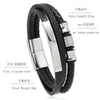 Retro Punk Geometric Pu Leather Alloy Titanium Steel Men'S Bracelets Men Cord & Leather Bracelets