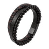 Retro Punk Geometric Pu Leather Natural Stone Beaded Knitting Men'S Bracelets