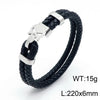 Retro Punk Geometric Pu Leather Titanium Steel Braid Men'S Bangle