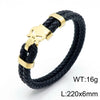 Retro Punk Geometric Pu Leather Titanium Steel Braid Men'S Bangle