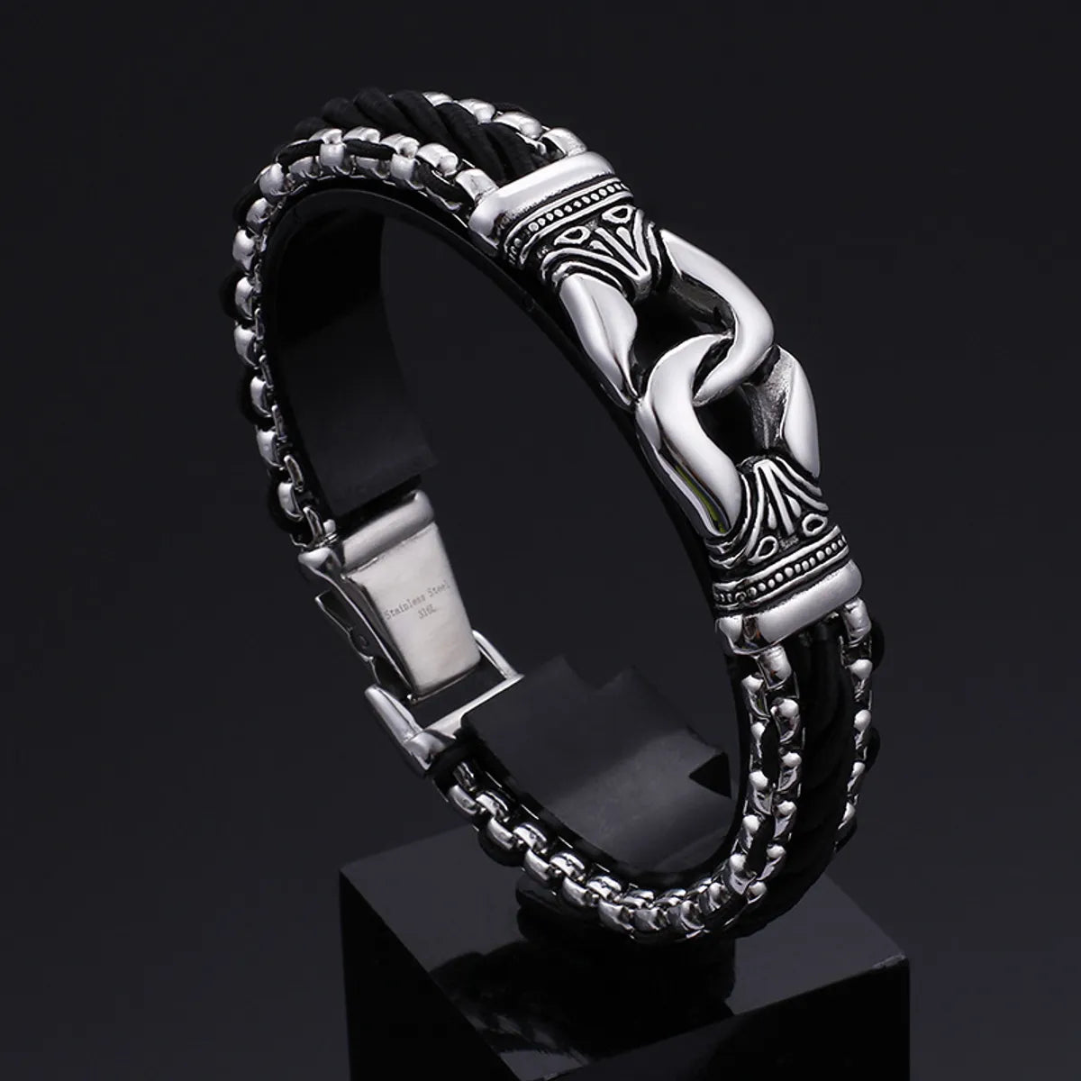 Retro Punk Geometric Titanium Steel Men'S Bracelets