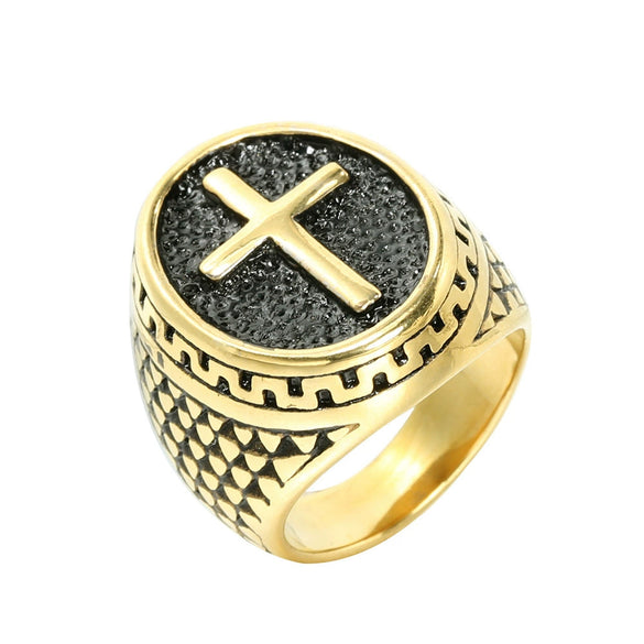 Retro Punk Geometric Titanium Steel Ring For Men And Unisex With Polishing Treatment