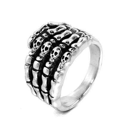 Retro Punk Hand Skull Stainless Steel Polishing None None Men'S Rings