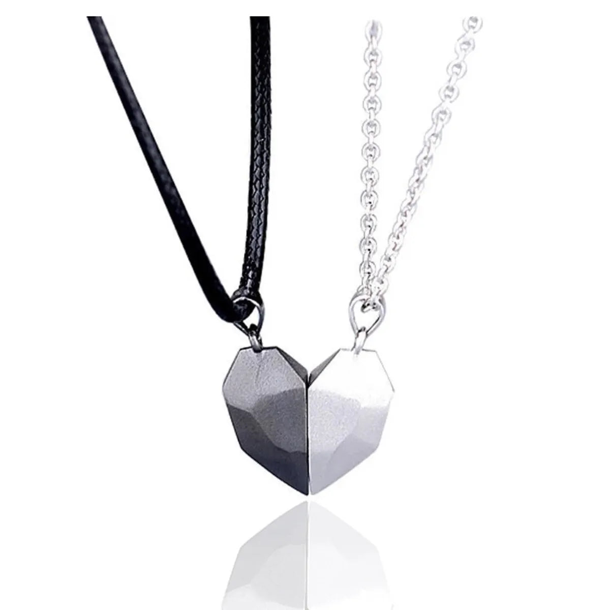 Retro Punk Heart Shape Stainless Steel Plating Silver Plated Pendant Necklace