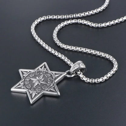 Retro Punk Hexagram Letter 304 Stainless Steel Polishing Men'S Pendant Necklace