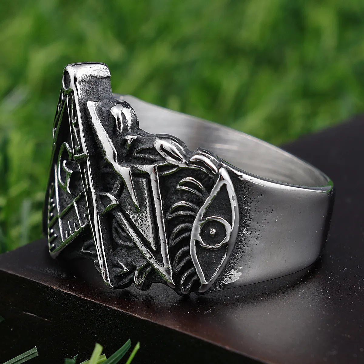 Retro Punk Letter 304 Stainless Steel Men'S Wide Band Rings