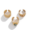 Retro Punk Metal Geometric Hollow Open Diamondencrusted Women's Ring
