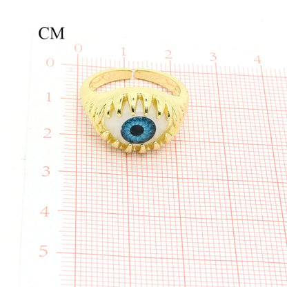 Retro Punk Personality Color Three-Dimensional Eye Ring Devil'S Eye Open Ring Wholesale