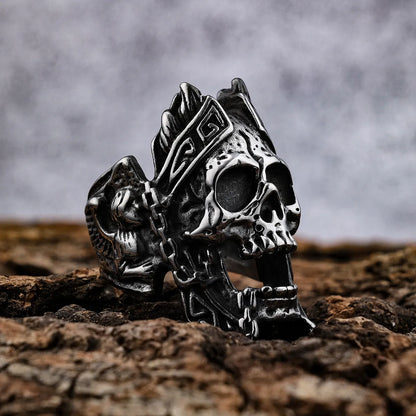 Retro Punk Rhombus Skull 304 Stainless Steel Enamel Men'S Rings