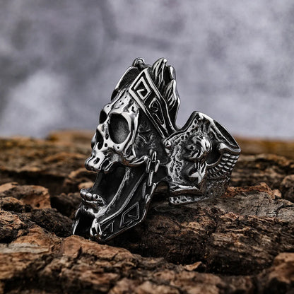 Retro Punk Rhombus Skull 304 Stainless Steel Enamel Men'S Rings