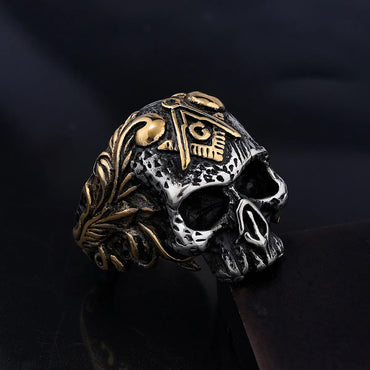 Retro Punk Rhombus Skull 304 Stainless Steel Enamel Men'S Rings