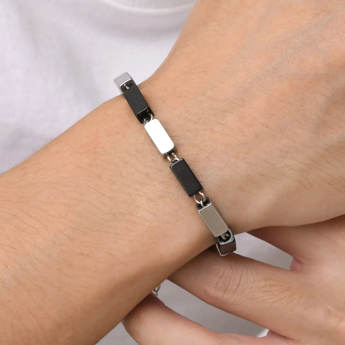 Retro Punk Simple Style Square 201 Stainless Steel Women'S Bracelets