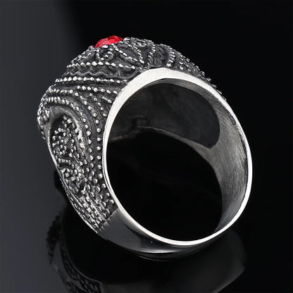 Retro Punk Skull 304 Stainless Steel Polishing Inlay Gem Men'S Rings