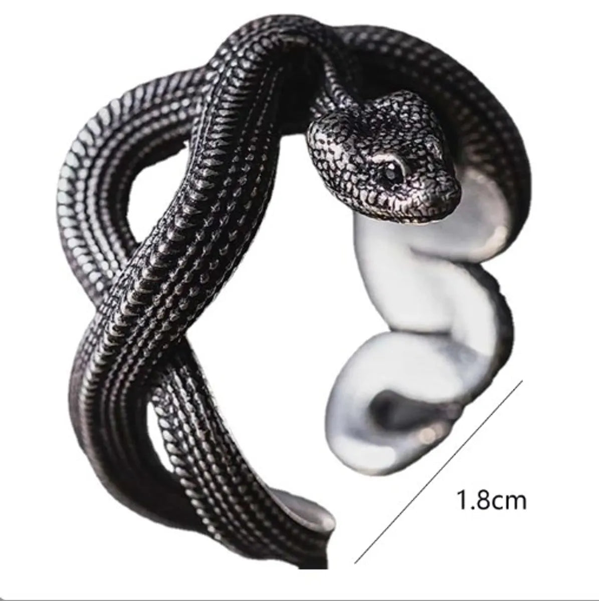 Retro Punk Snake Alloy Silver Plated Men'S Open Rings