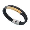 Retro Punk Solid Color 304 Stainless Steel Pu Leather Men'S Bangle Men Cord & Leather Bracelets