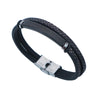 Retro Punk Solid Color 304 Stainless Steel Pu Leather Men'S Bangle Men Cord & Leather Bracelets