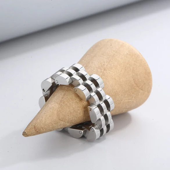 Retro Punk Solid Color Stainless Steel Polishing 18K Gold Plated Unisex Rings