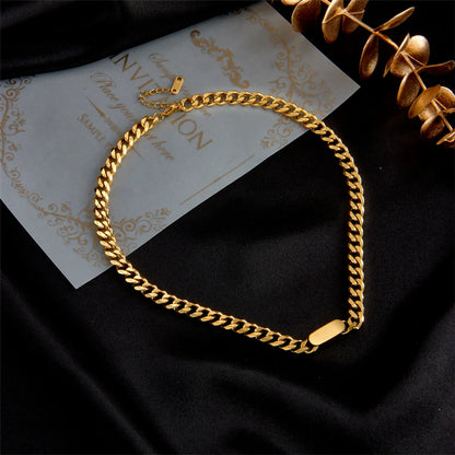 Retro Punk Solid Color Titanium Steel Plating 18k Gold Plated Necklace