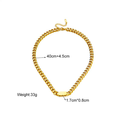 Retro Punk Solid Color Titanium Steel Plating 18k Gold Plated Necklace