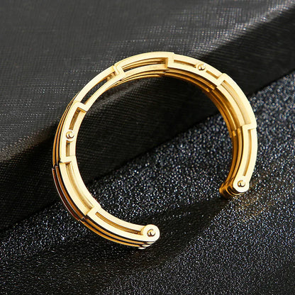 Retro Punk Solid Color Titanium Steel Plating Men'S Bangle