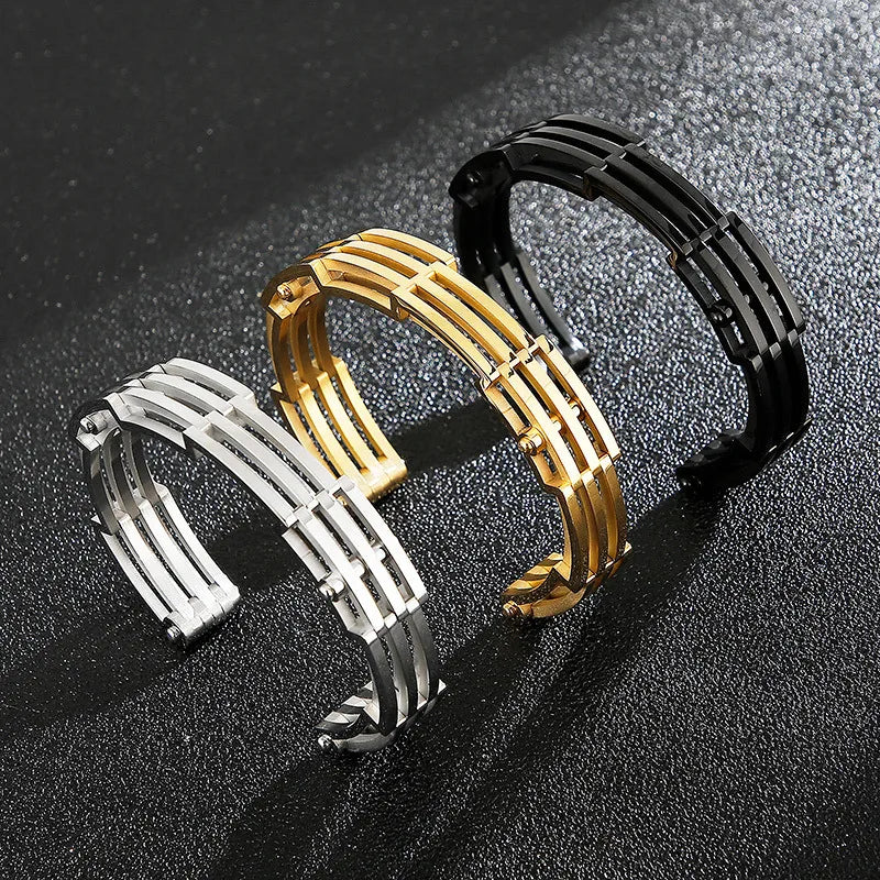 Retro Punk Solid Color Titanium Steel Plating Men'S Bangle