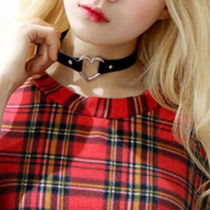 Retro Punk Streetwear Heart Shape Pu Leather Alloy Wholesale Choker