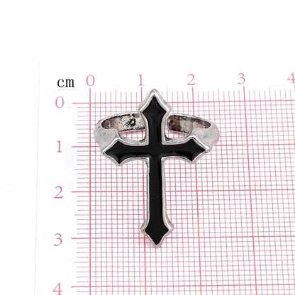 Retro Punk Style Black Big Cross Ring Gothic Alloy Ring